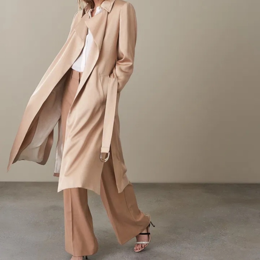Beige Trench Coat for Women - Classic Long Coat - Picture 13 of 13